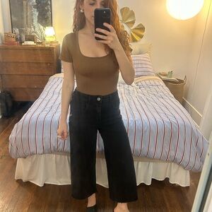 Cider Black Cropped Wide-Leg Jeans — Size S